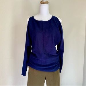99 Jane Street Cut Out Shoulder Top: Navy: SZ SM